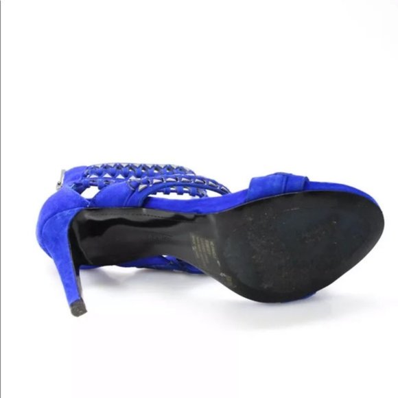 Vince Camuto Suede Open Toe Zip Up Stiletto Blue - Picture 4 of 6